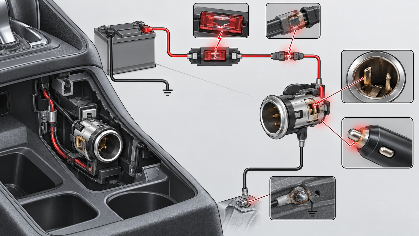 Trace the 12V Cigarette Lighter Socket Circuit