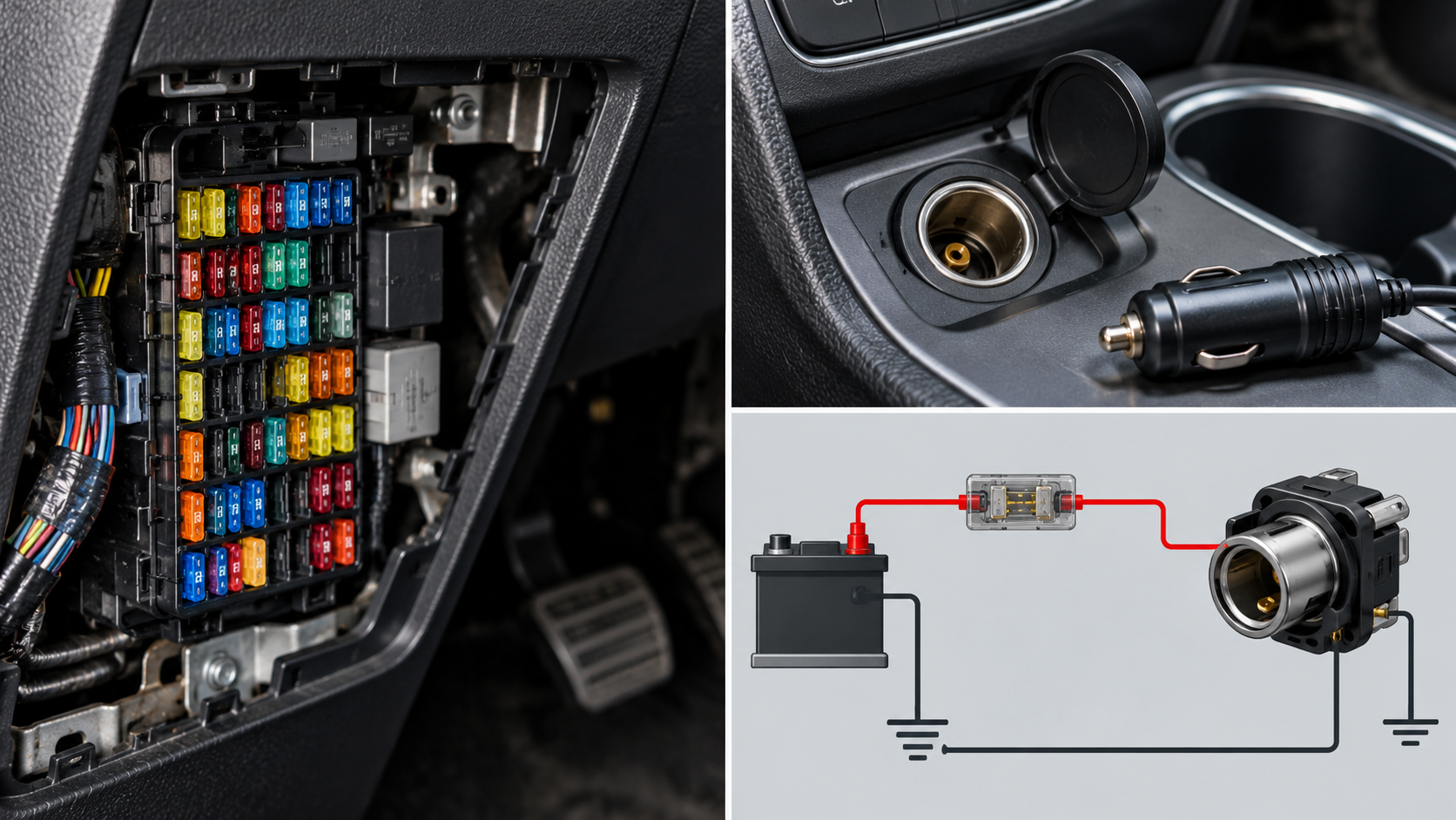 Cigarette lighter fuse and power checks for a dead 12V socket
