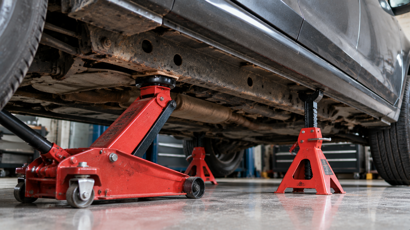Locating frame support points for safe car rust grinding