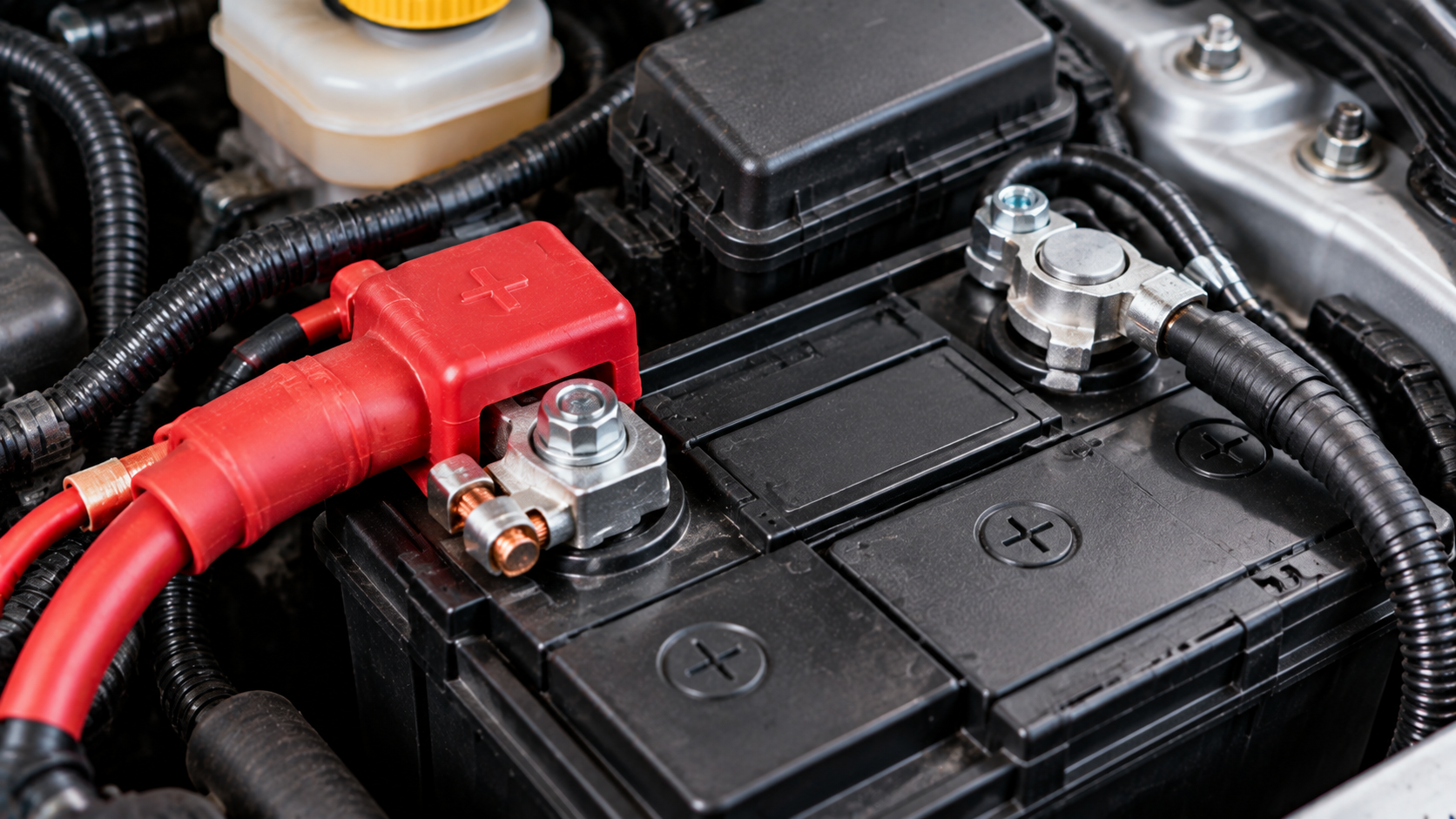 Verifying battery terminal connections after car starter replacement