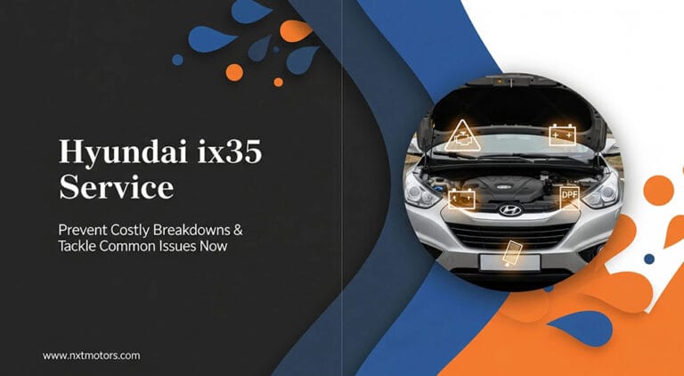 Hyundai ix35 SUV being serviced in professional garage