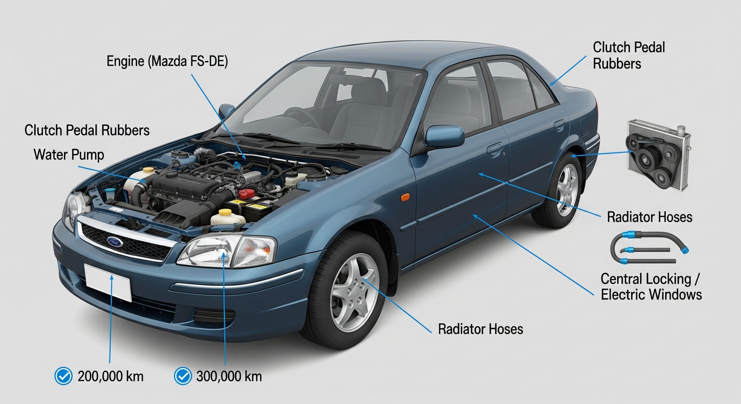 2001 Ford Laser reliability and common maintenance points diagram