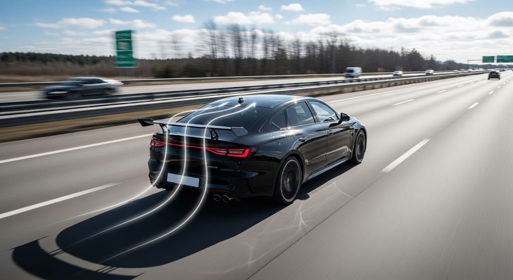 Spoiler creating real downforce at high speed