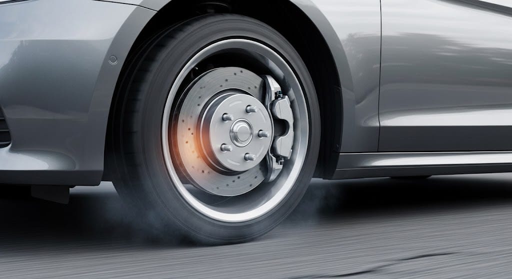 Car braking with focus on wheels and suspension