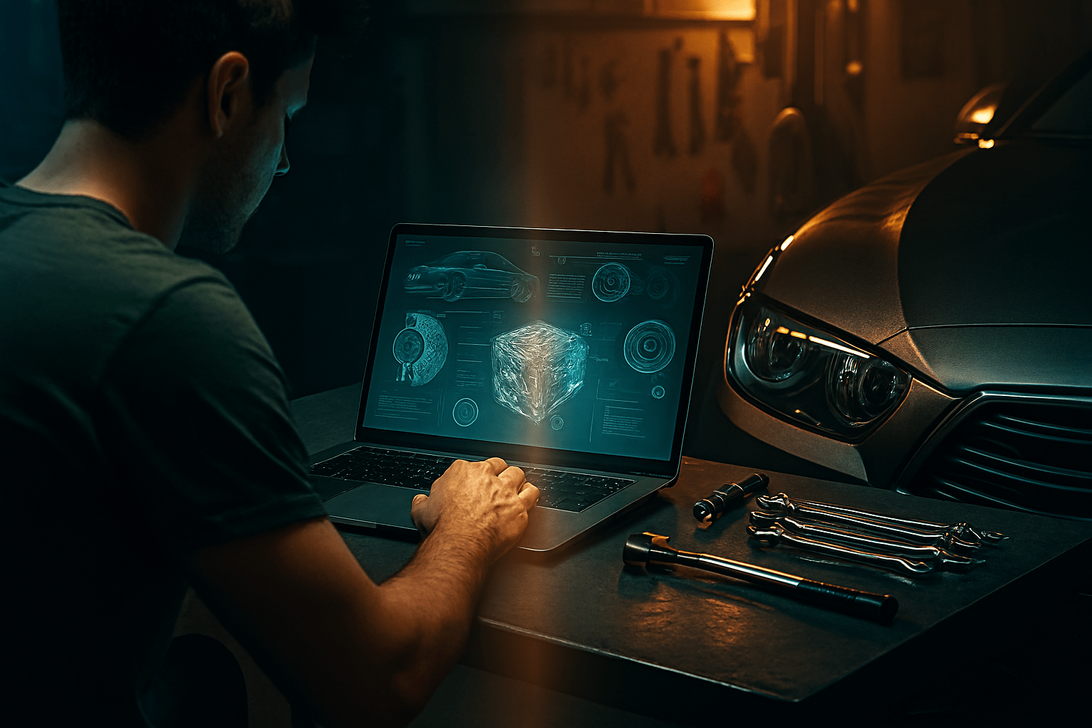 Car owner using detailed online service manual