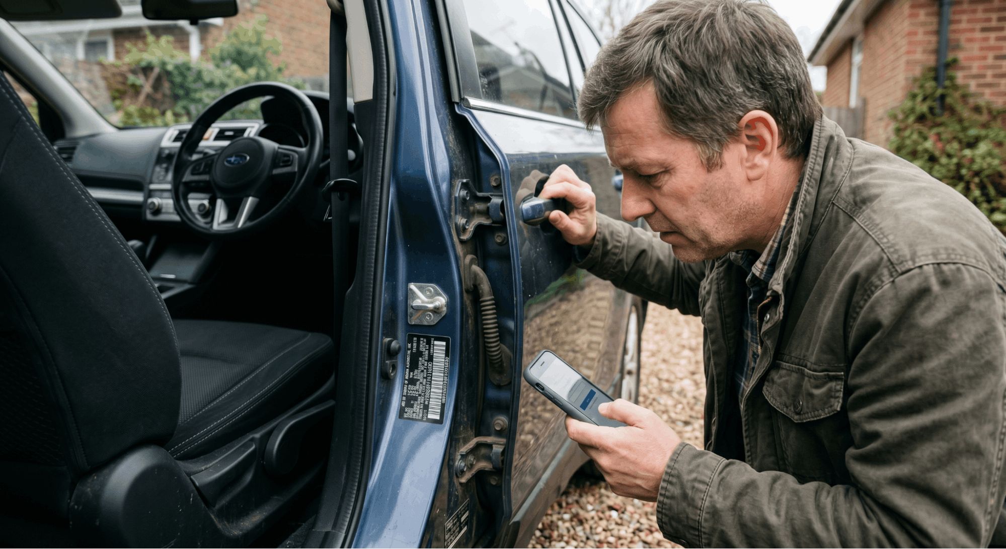 checking vehicle vin on door frame