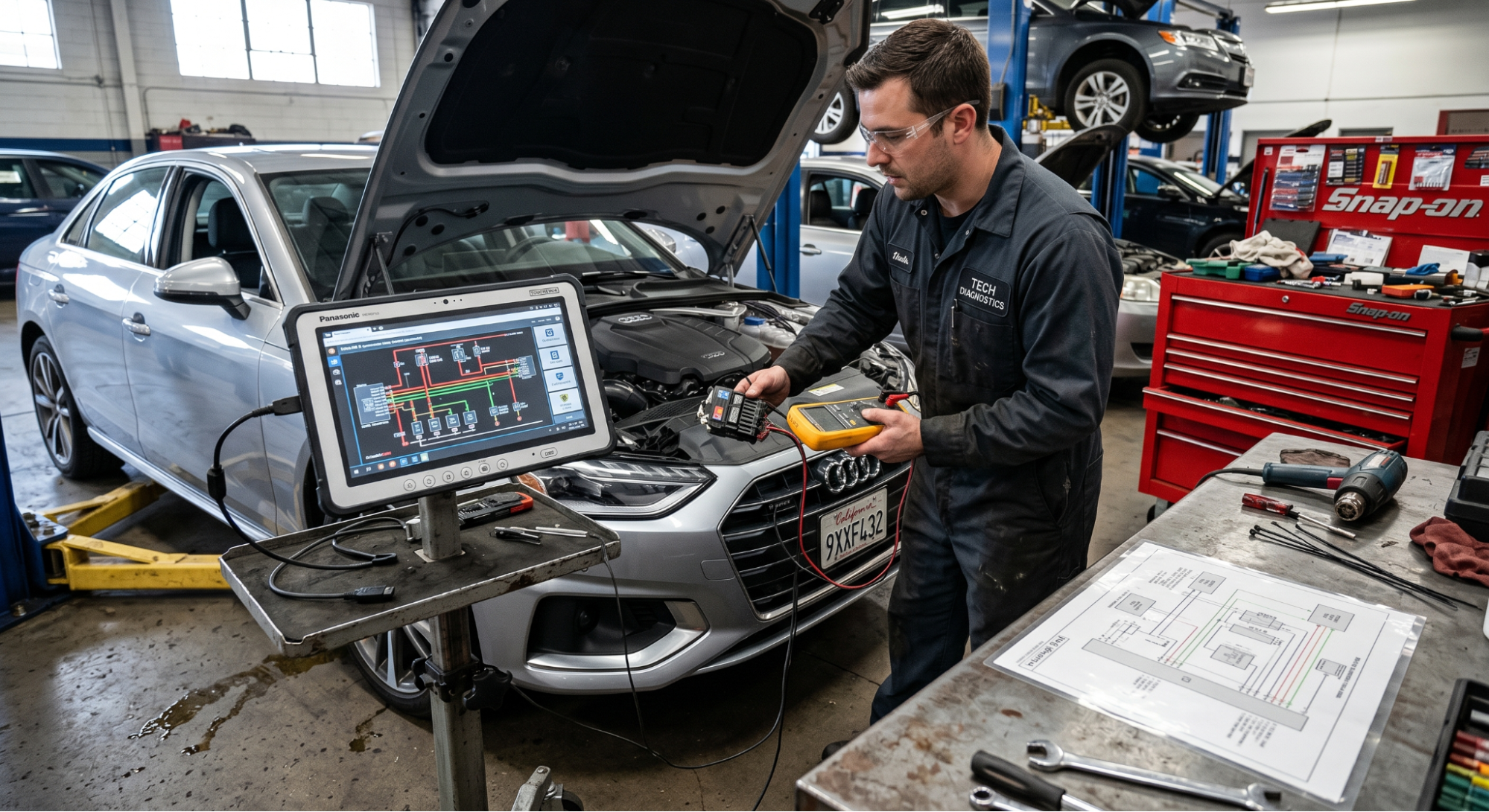 comparing static wiring diagram and interactive circuit map in car repair