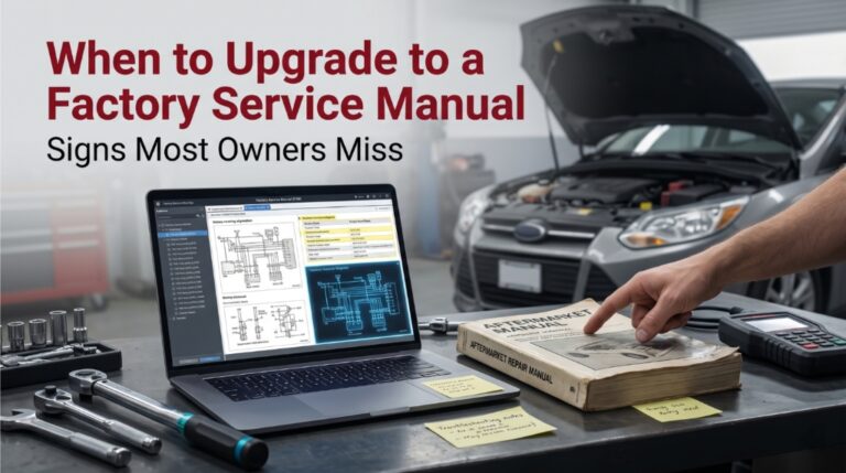 Comparing factory service manual and aftermarket repair guide