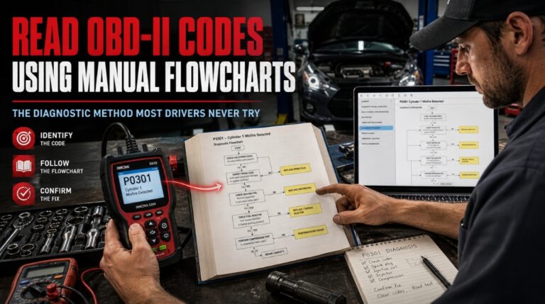 Using repair manual flowchart to diagnose OBD-II code