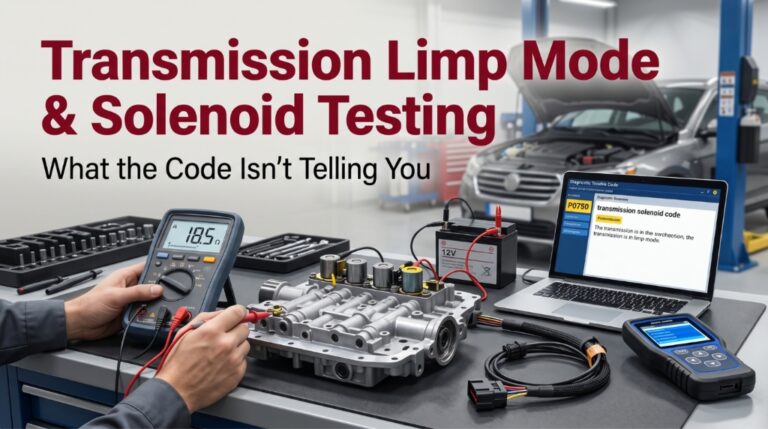 Technician testing transmission solenoid with multimeter