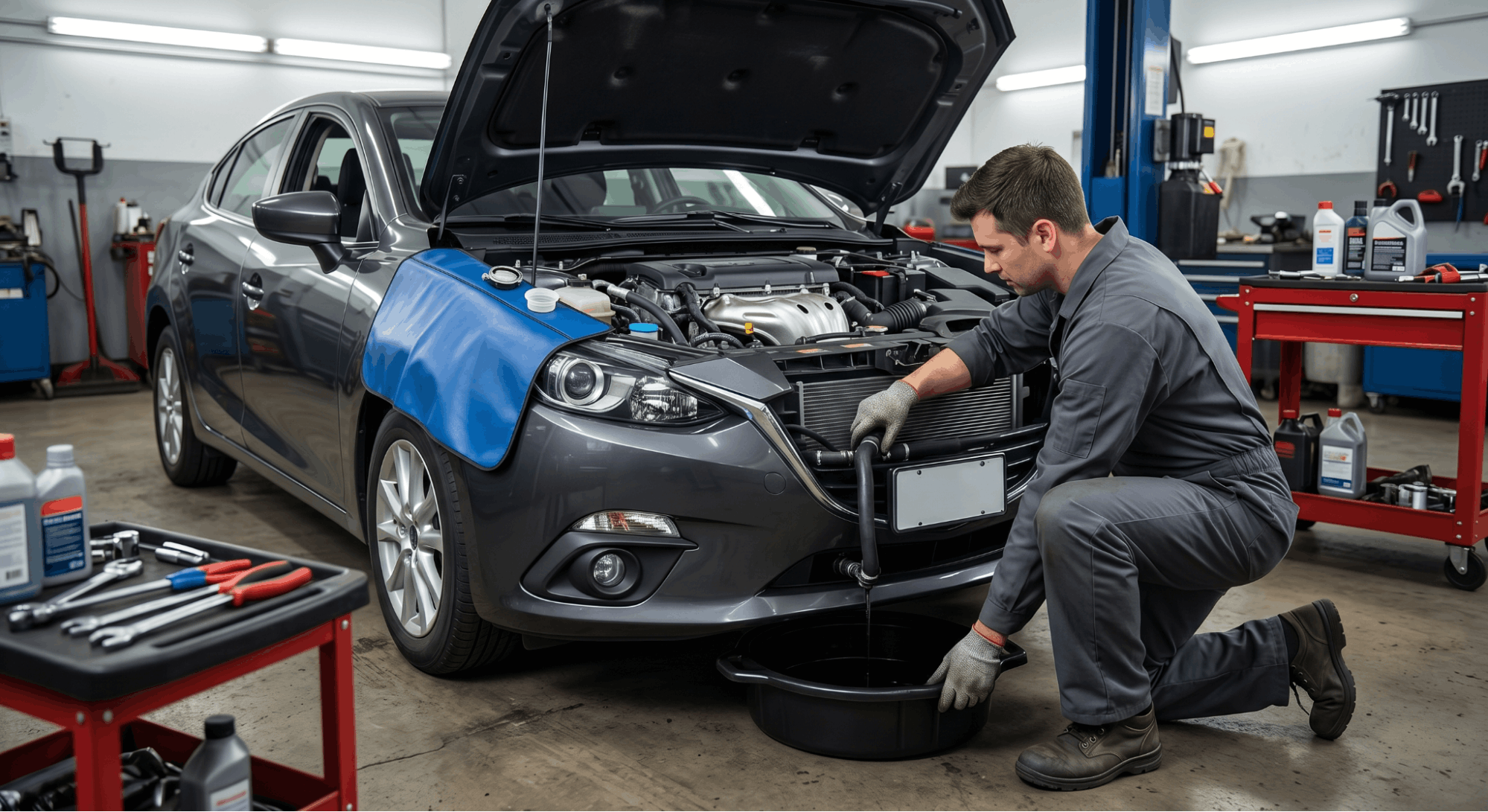 preparing vehicle for coolant bleeding procedure