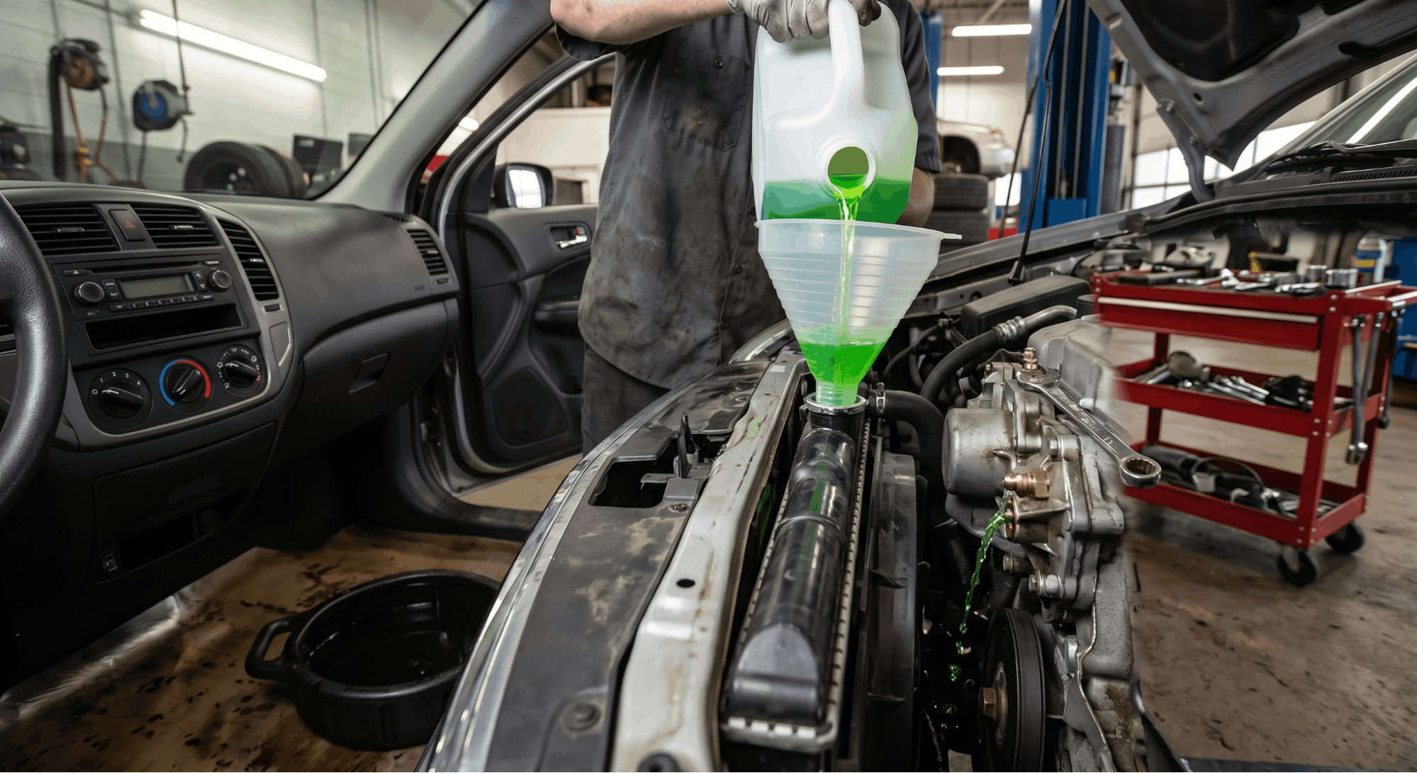 mechanic bleeding air from coolant system