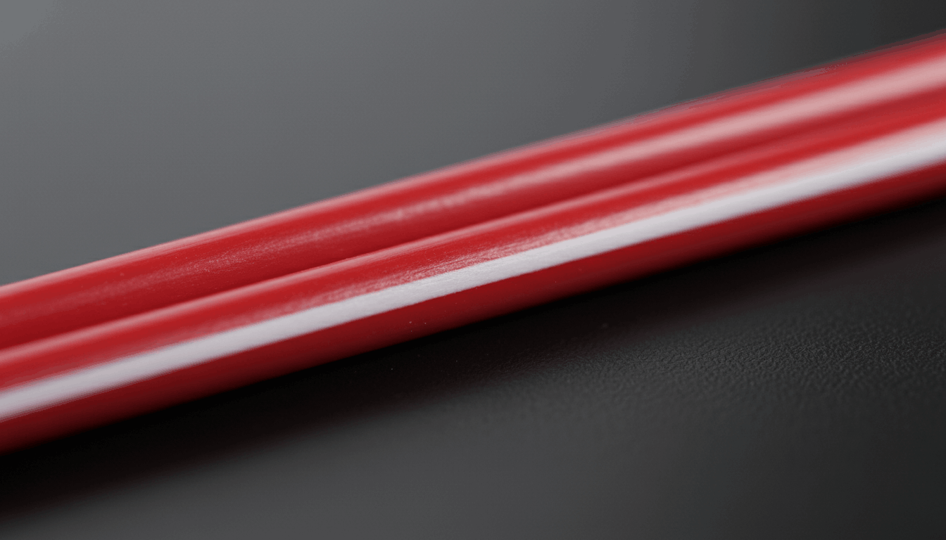 Close-up comparison of a solid colored wire and a wire with a tracer stripe
