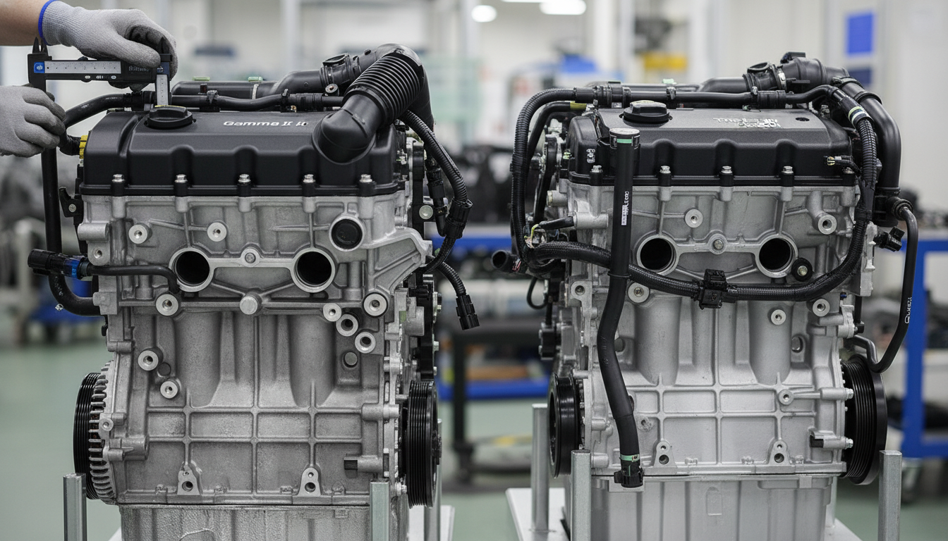 Detailed view of Hyundai engine components highlighting model year variations