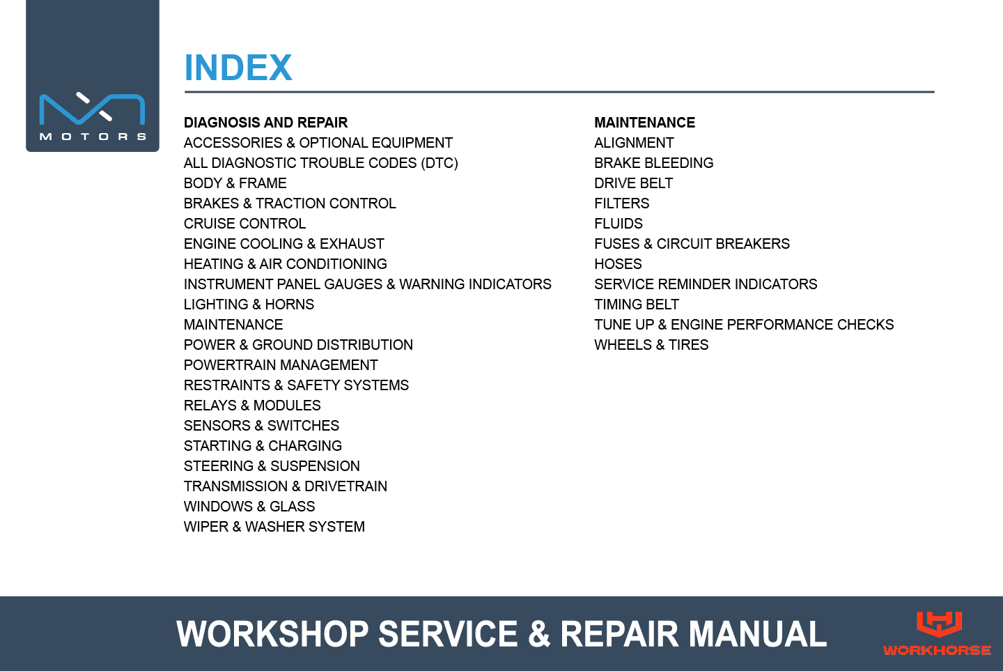 1999 Workhorse P30 Workshop Service & Repair Manual