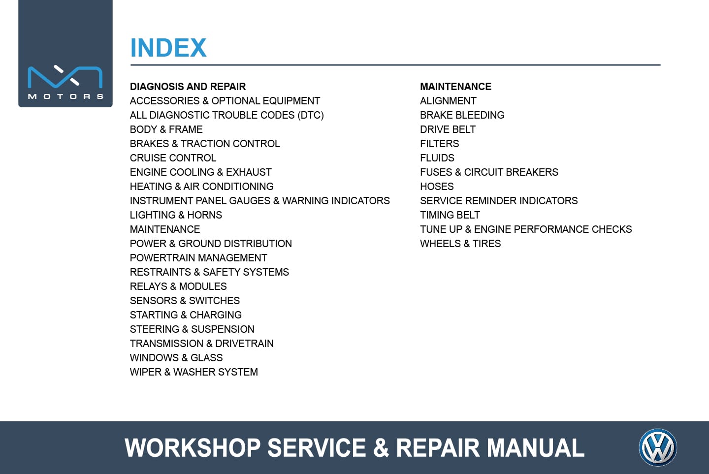 1982-1984 Volkswagen Scirocco Workshop Service & Repair Manual