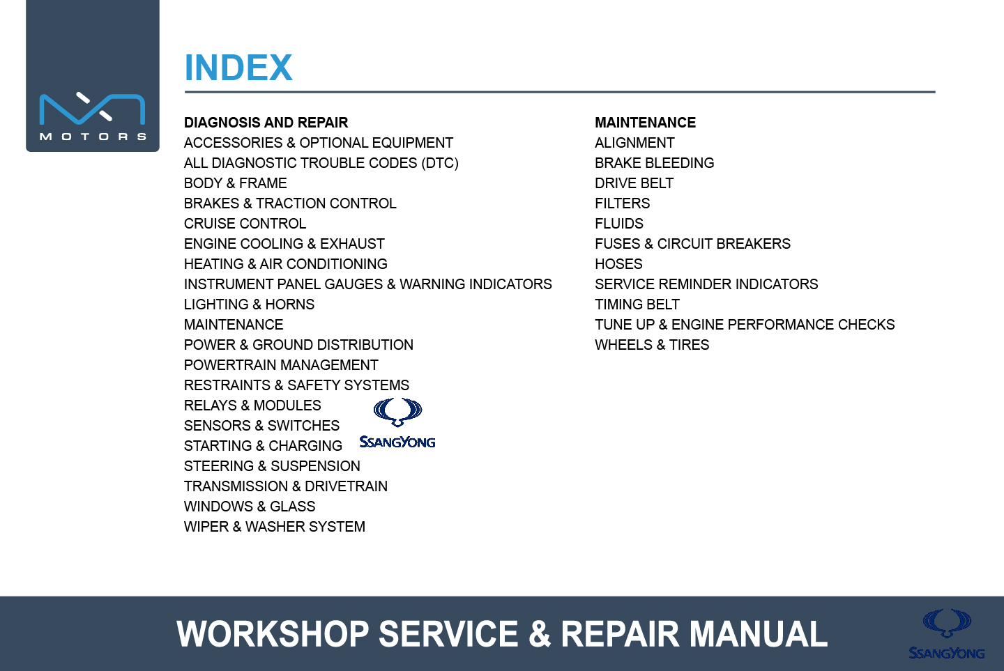 2015-2016 SsangYong Korando (C226) Workshop Service & Repair Manual