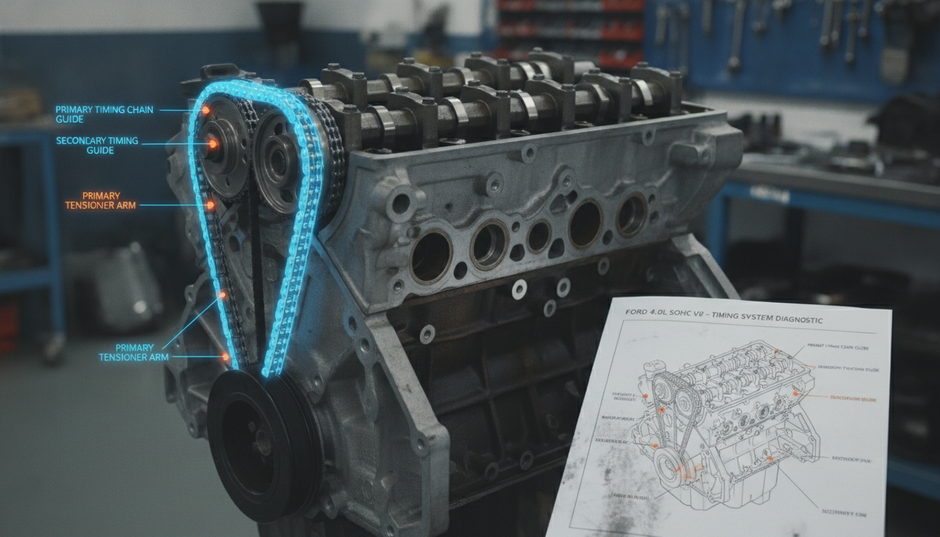 Ford Explorer timing chain guide tensioner repair diagram