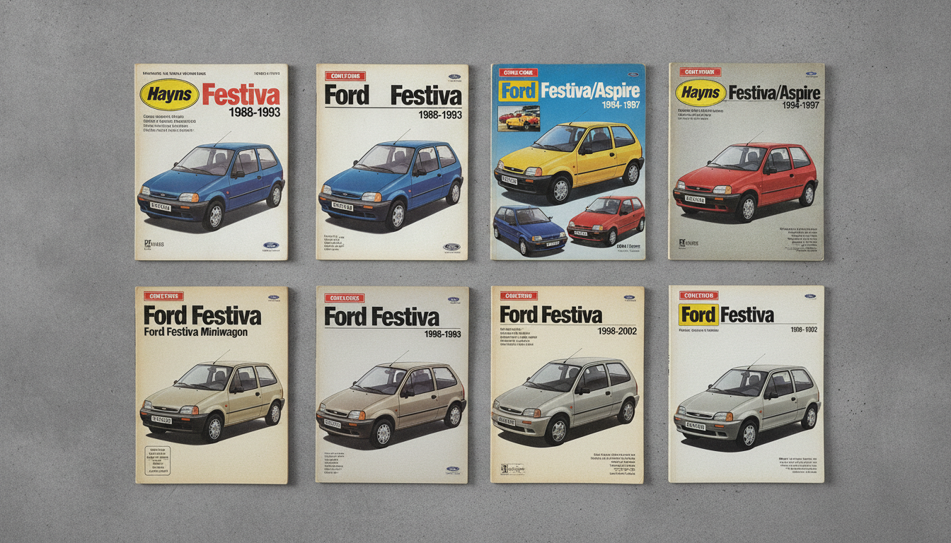 Ford Festiva manuals grouped by year and trim levels.
