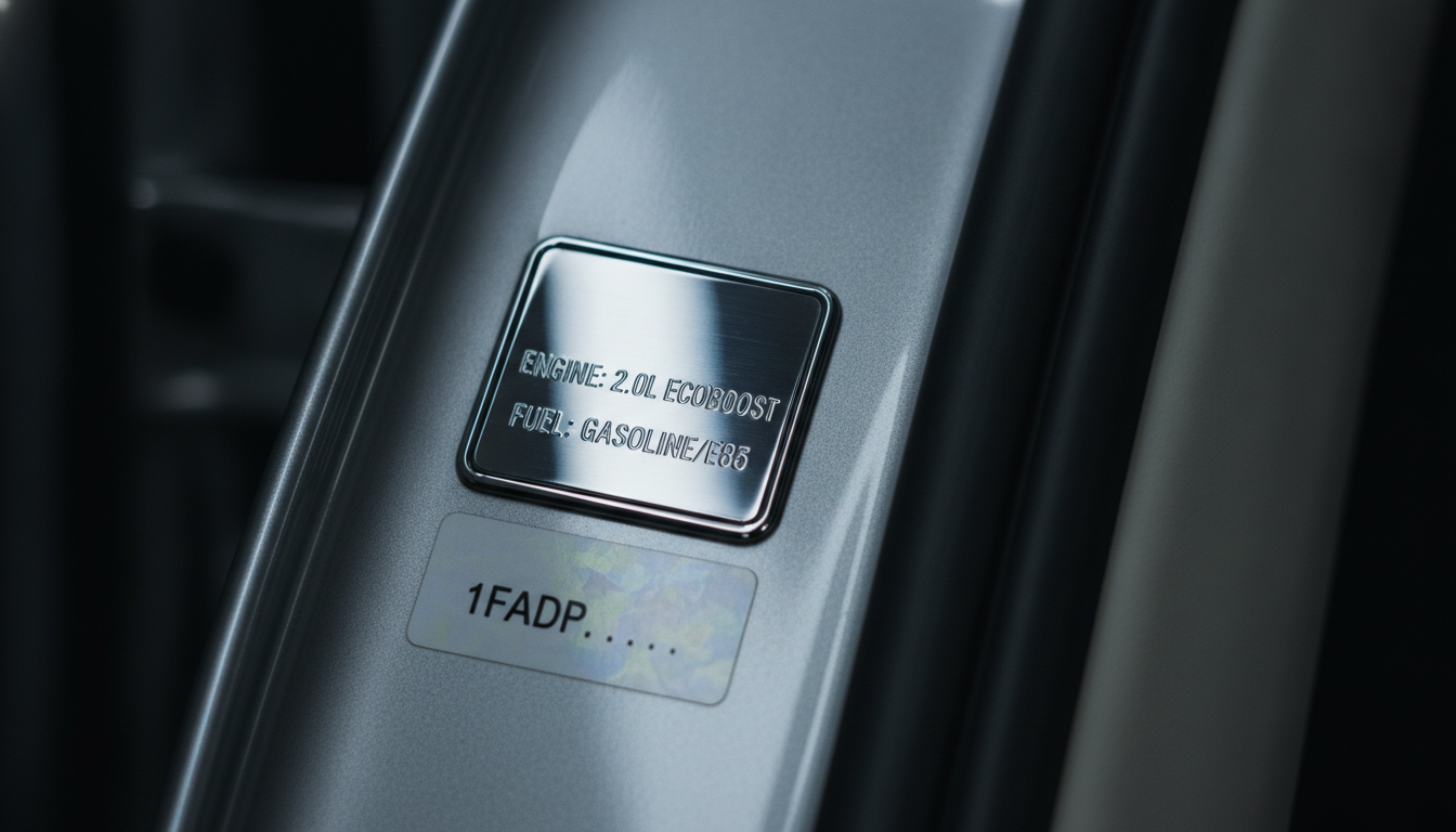Ford Fusion engine ID plate for manual selection.
