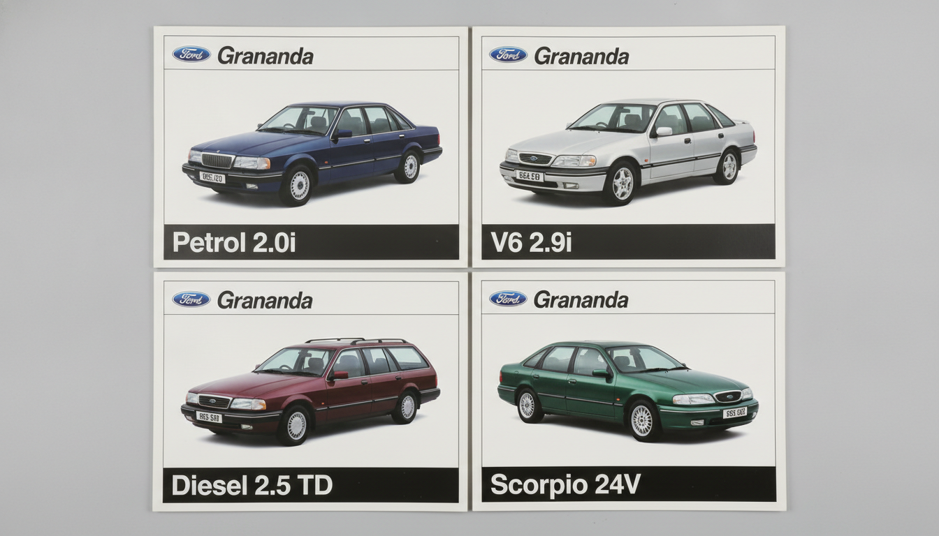 Ford Granada manuals grouped by engine and model type.