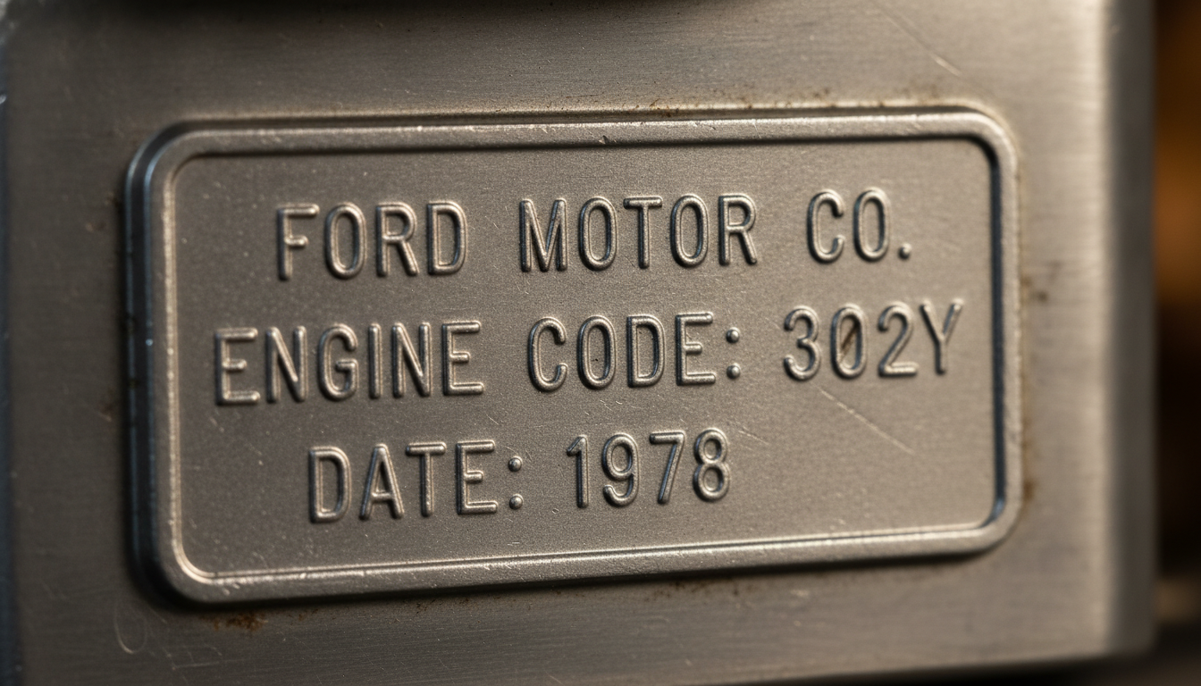 Ford KA engine plate for manual identification.