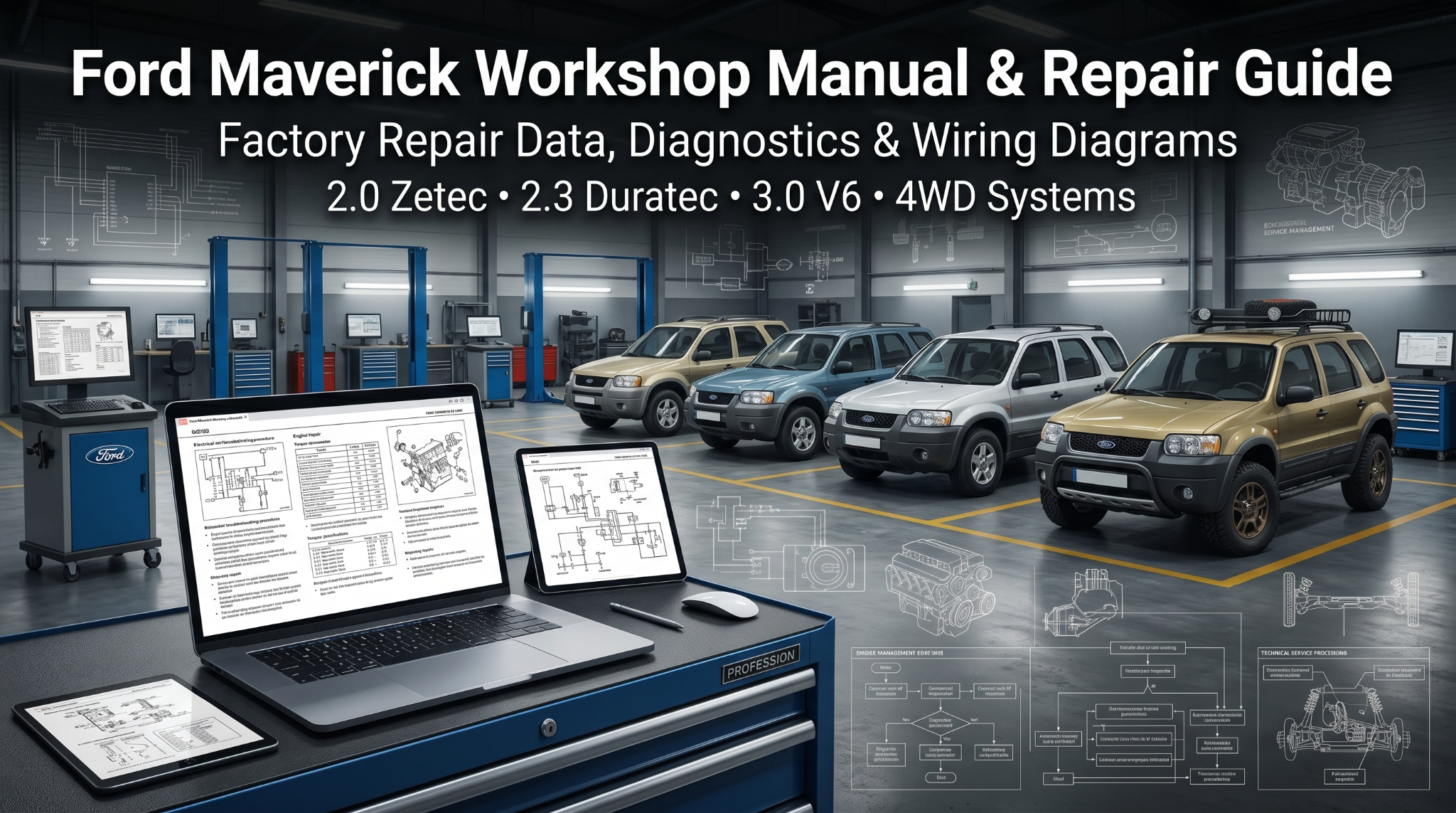 Mechanic repairing Ford Maverick V6 engine using torque specs.