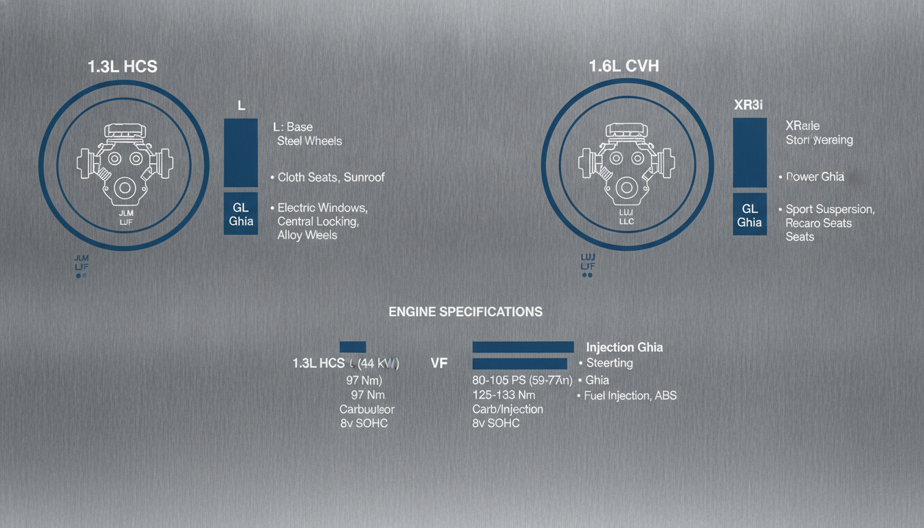 Ford Orion model identification comparison chart.