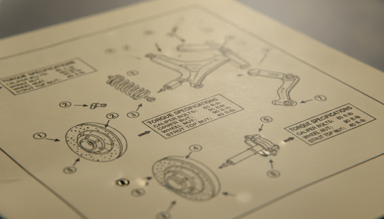 Detailed brake assembly technical manual diagram.