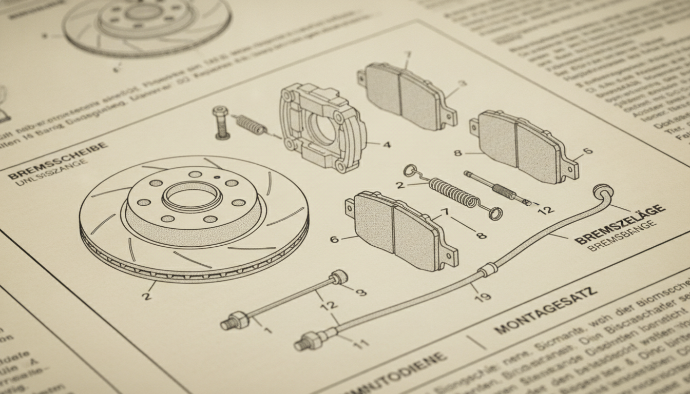 Manual brake assembly exploded view diagram