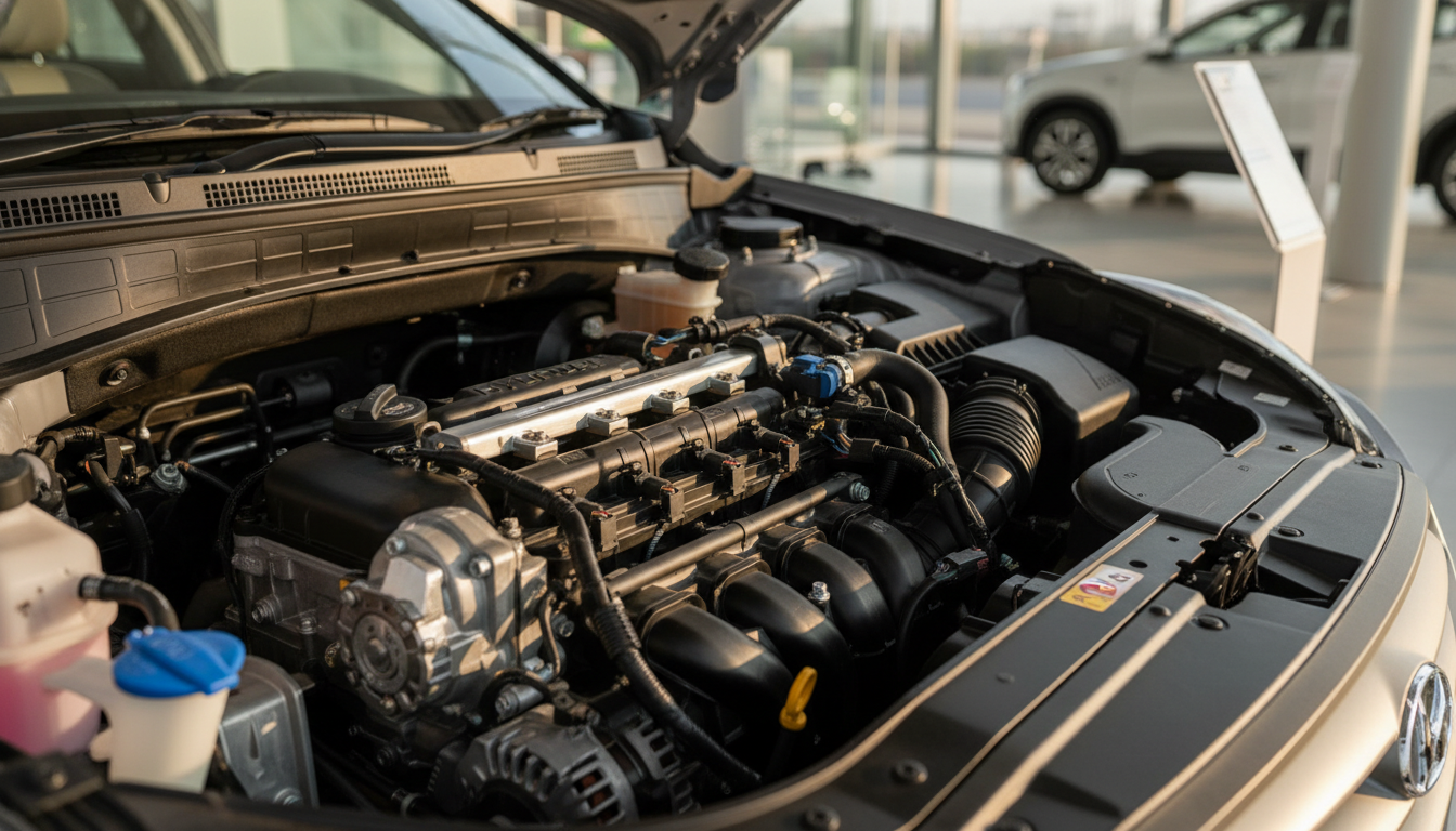 Engine bay of a Hyundai Creta showing BS6 compliant diesel components