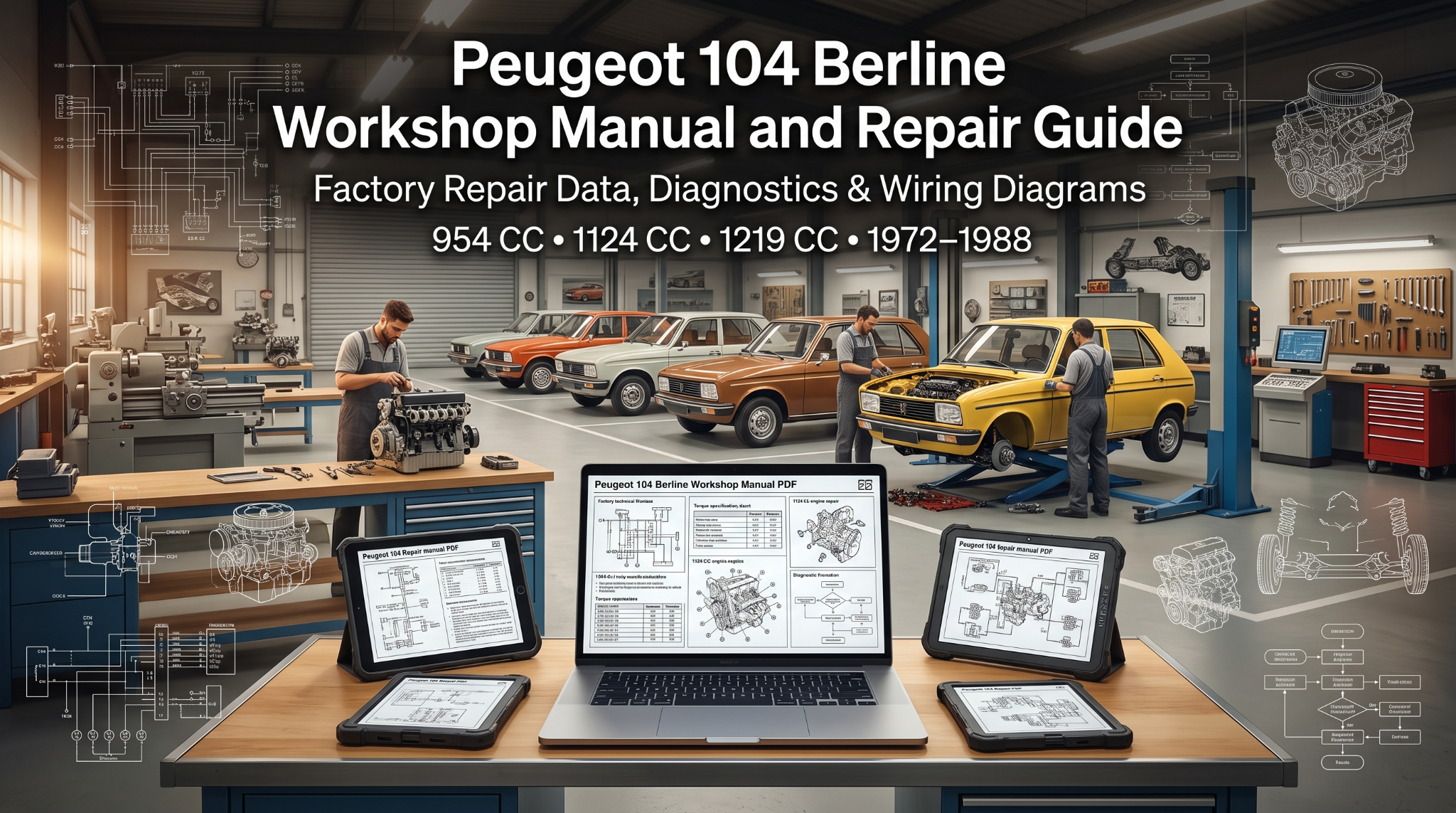 Peugeot 104 manual on digital screen