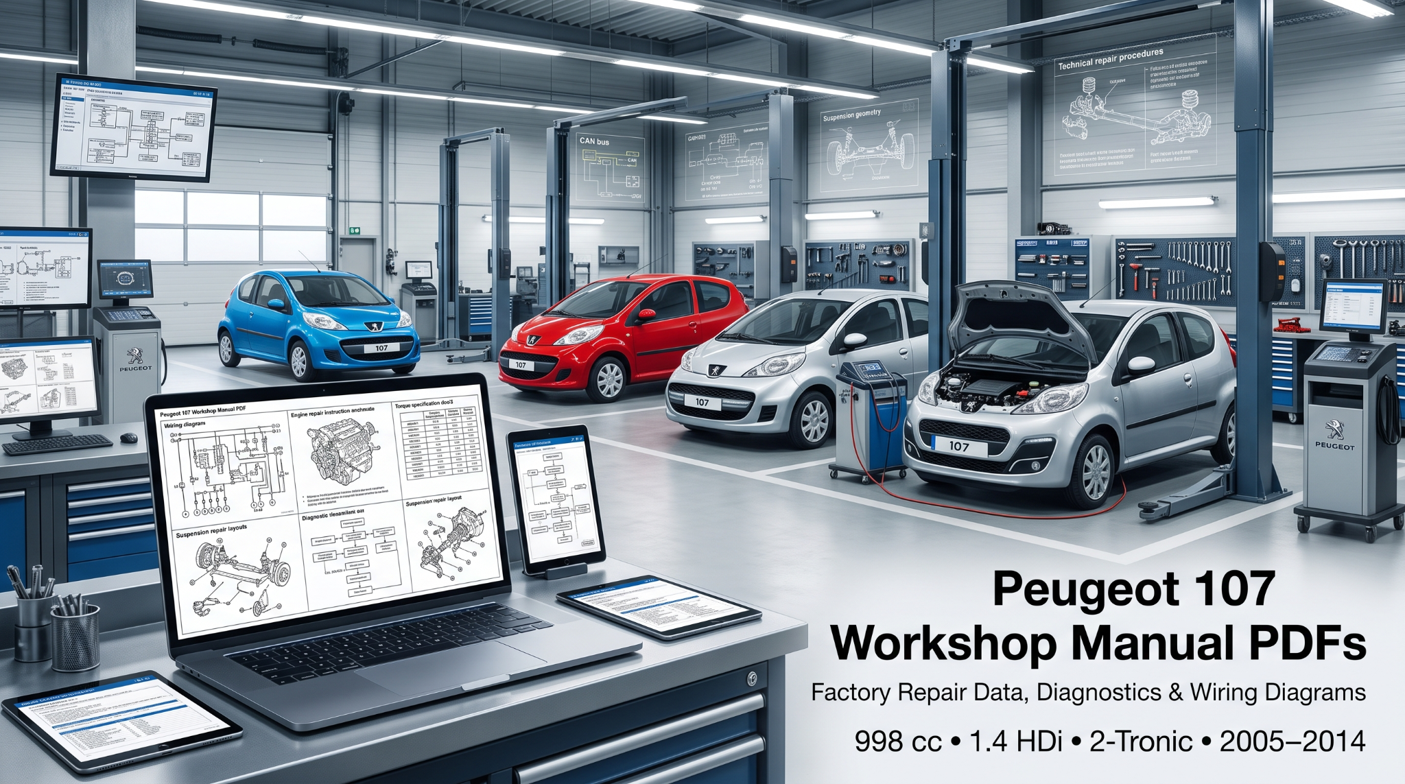 Peugeot 107 workshop manuals on screens