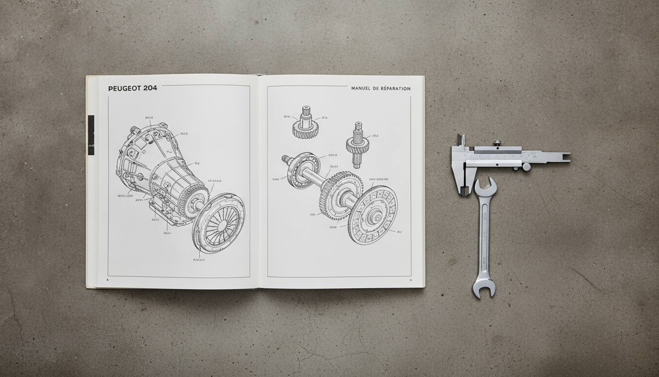 Detailed Peugeot 204 gearbox exploded diagram