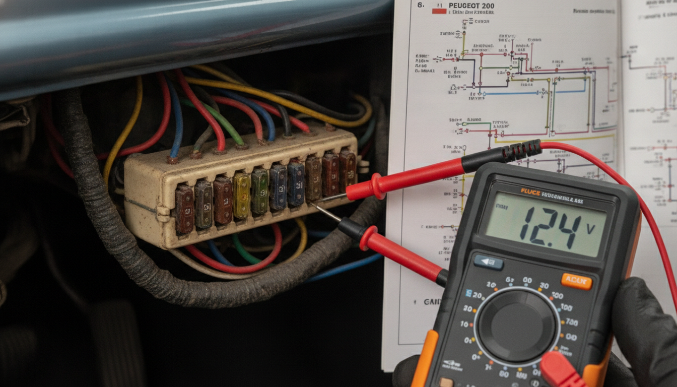 Troubleshooting Peugeot 204 electrical wiring circuits