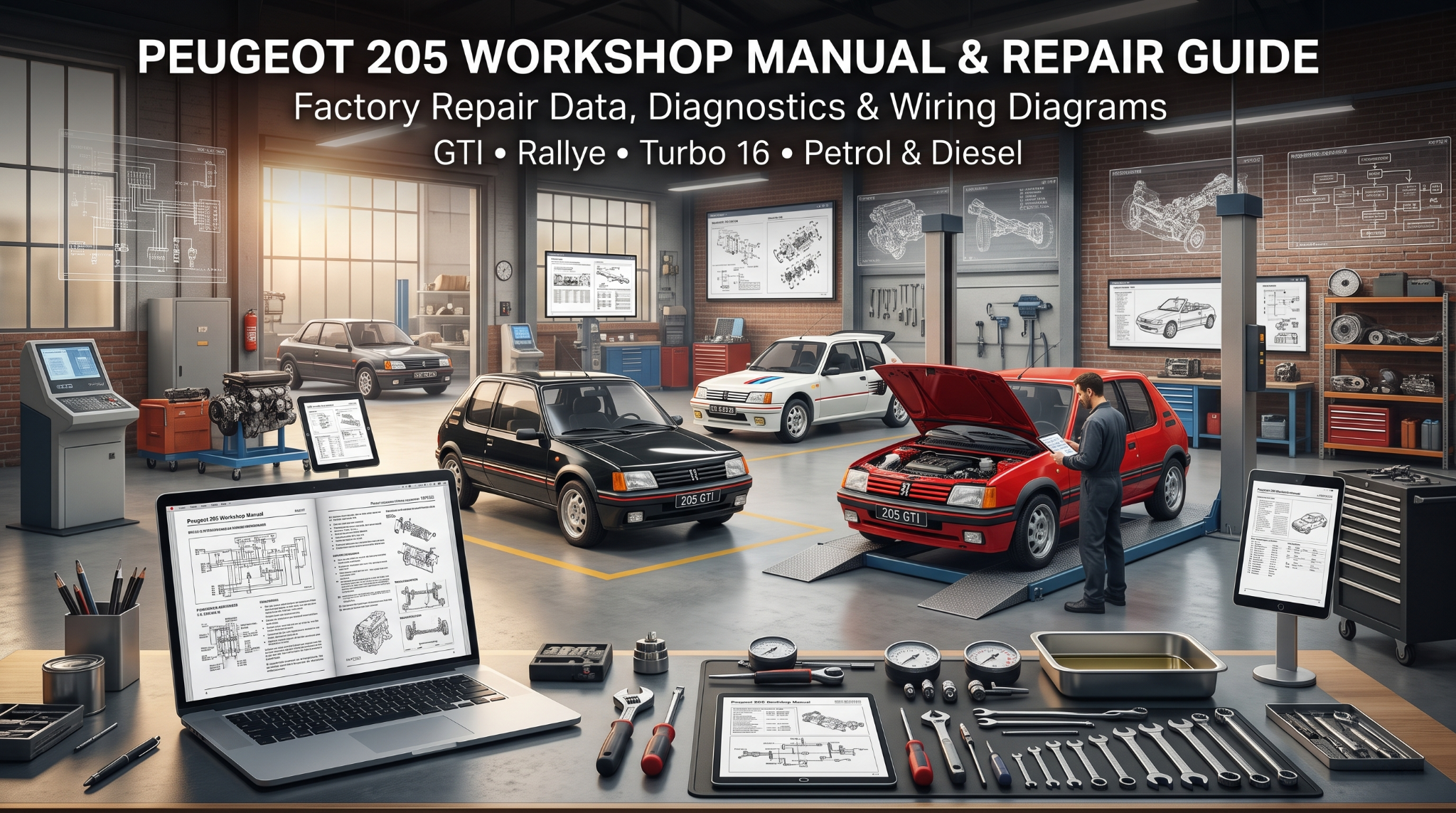 Peugeot 205 manuals on digital screens