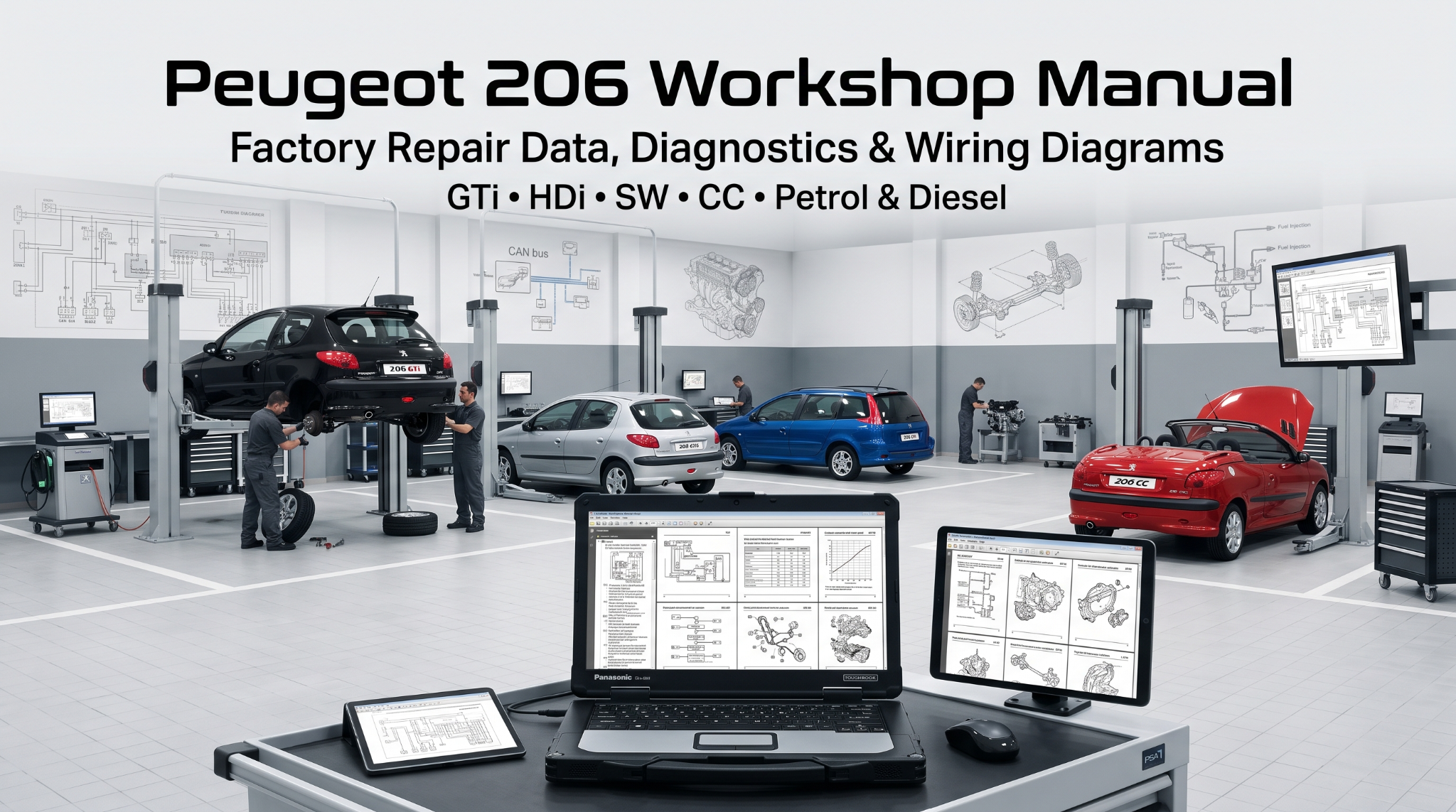 Peugeot 206 workshop manuals on screens