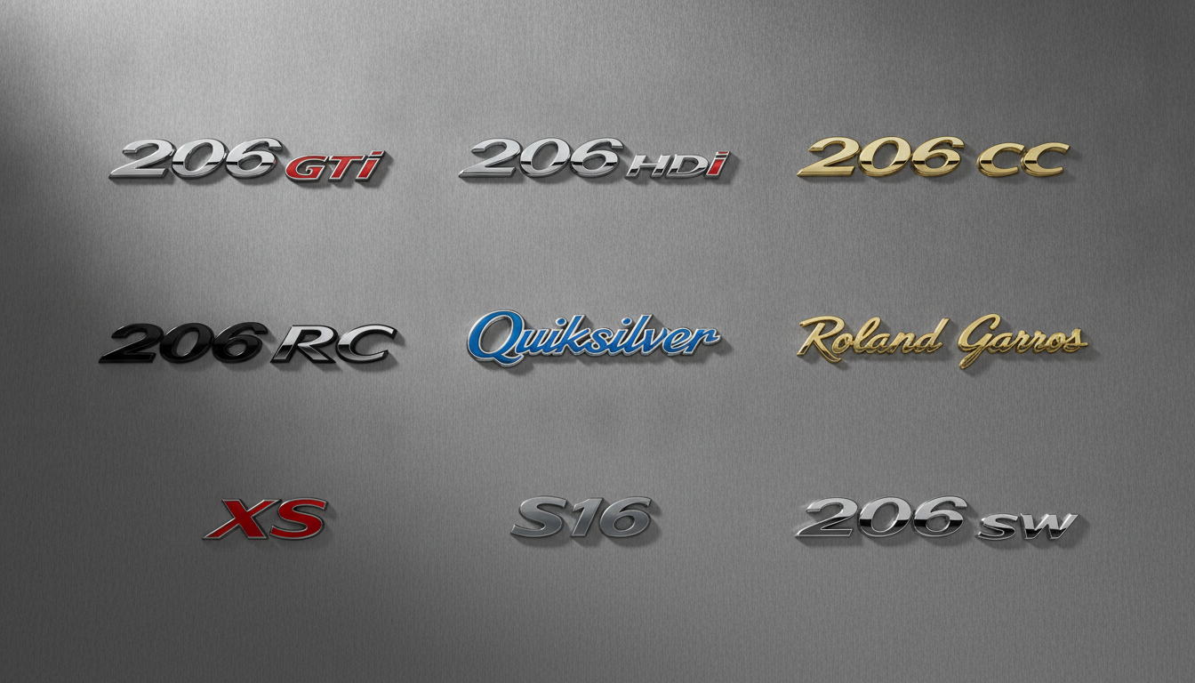 Peugeot 206 engine model badge comparison