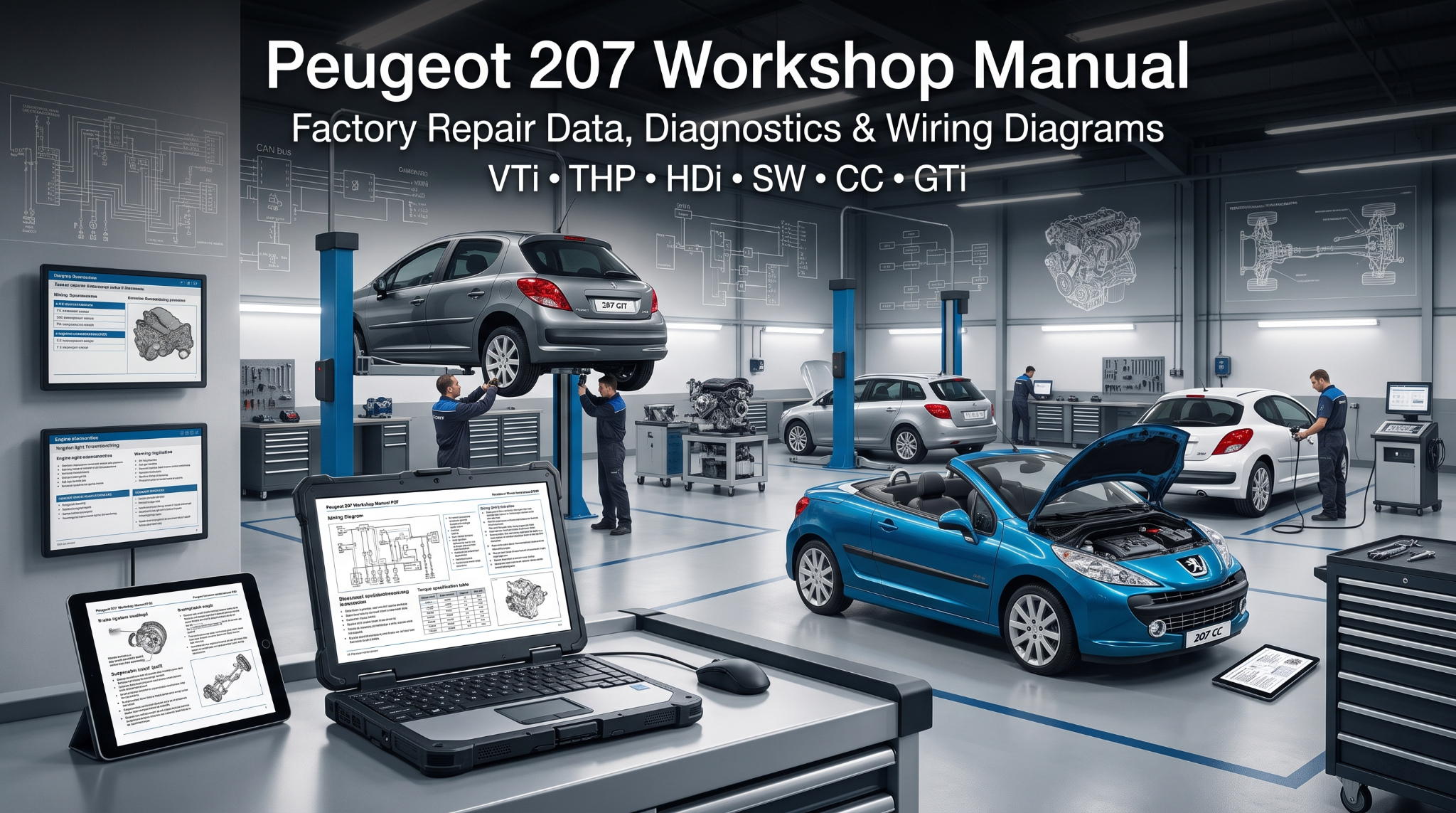 Peugeot 207 workshop manuals on screens