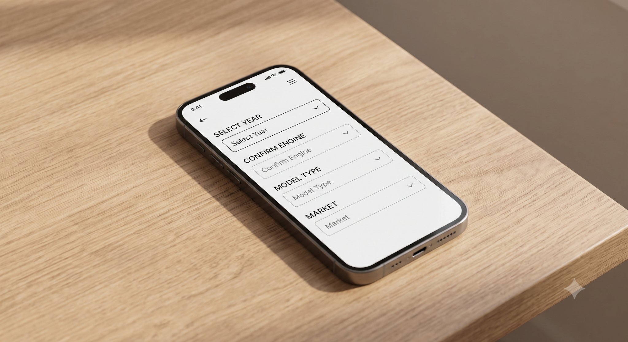 Smartphone screen showing vehicle verification checklist.