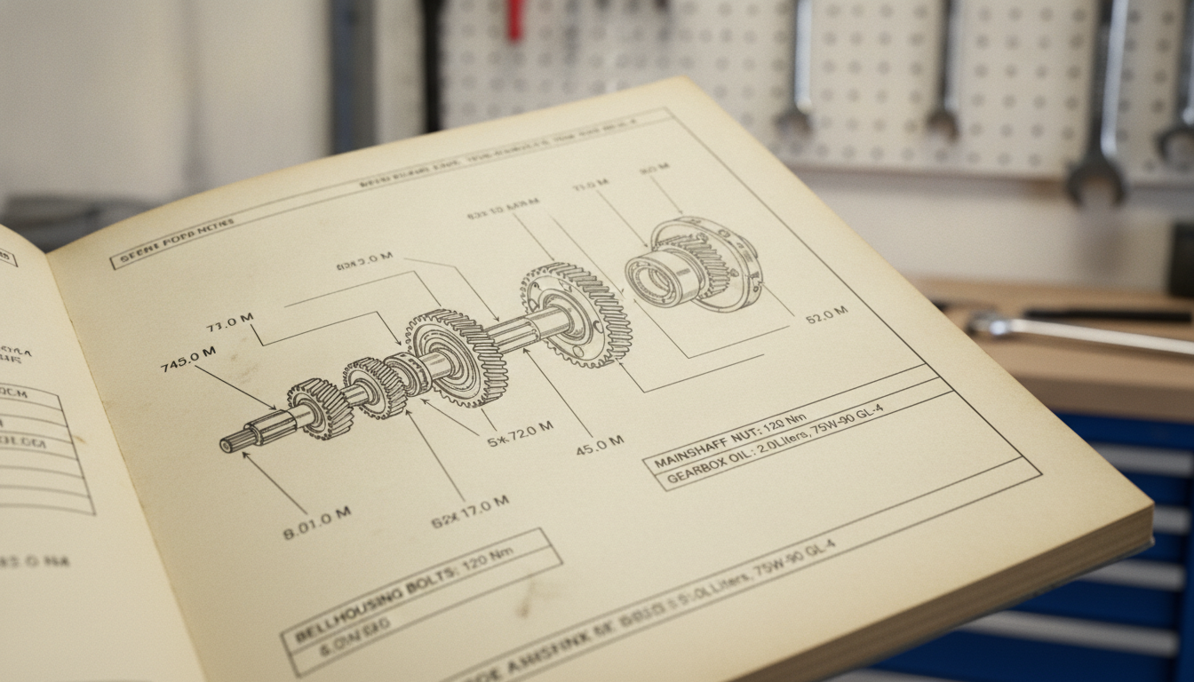 Ford Sierra gearbox exploded view torque manual diagram