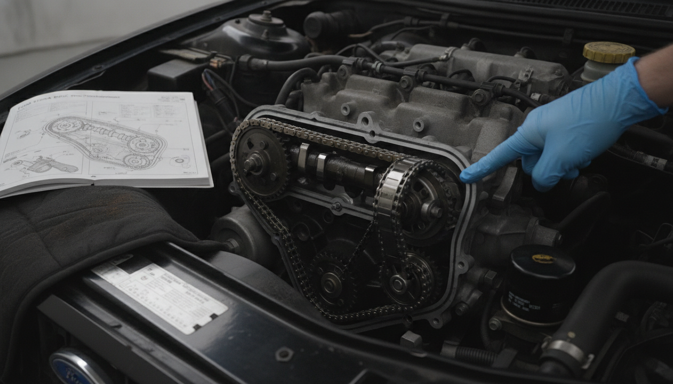 Ford Sierra DOHC timing chain inspection manual procedure