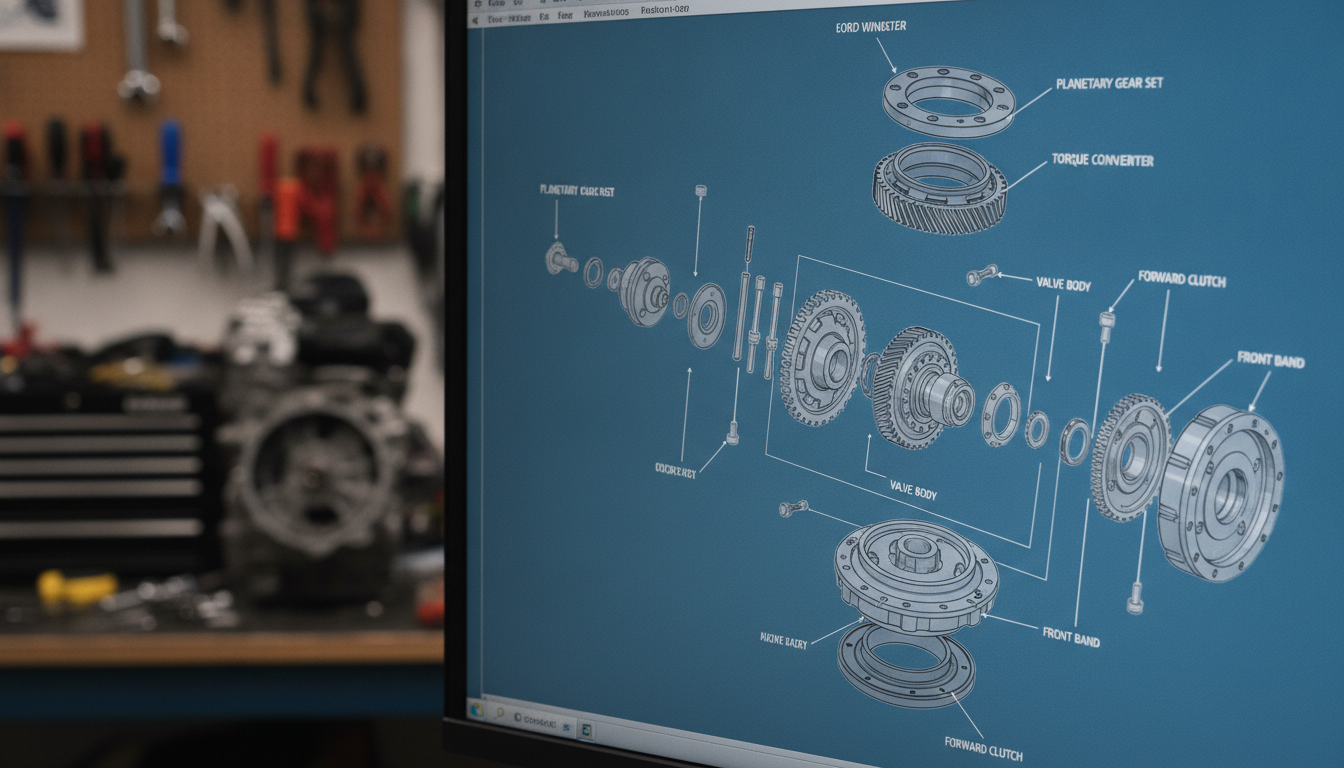 Detailed Ford Windstar transmission exploded diagram