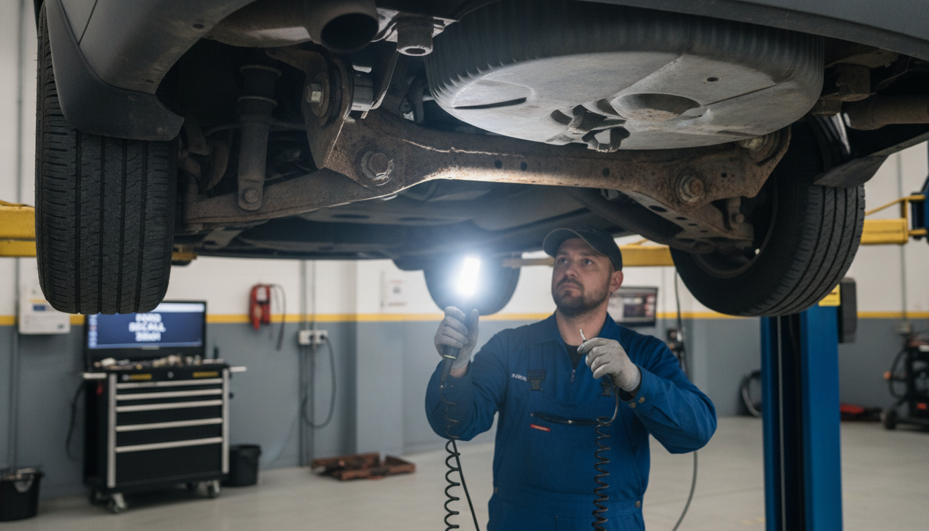 Inspecting Ford Windstar rear axle corrosion