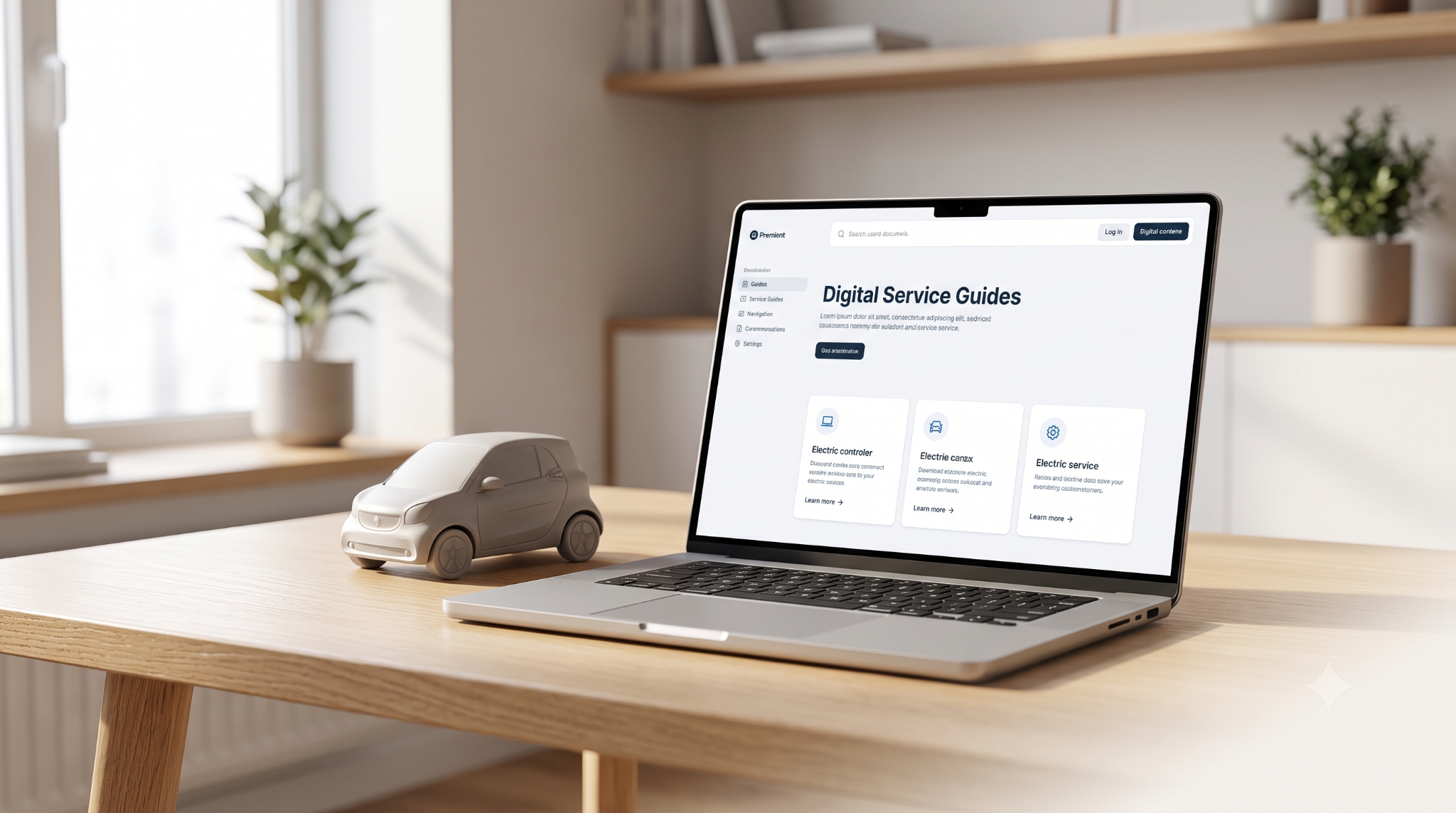 Digital service guides displayed on a modern laptop.