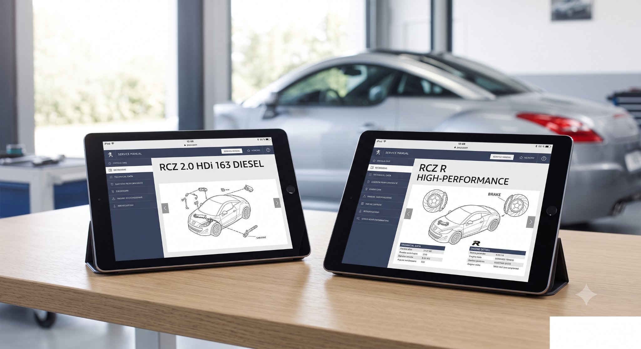 Comparing RCZ R and Diesel manuals side-by-side