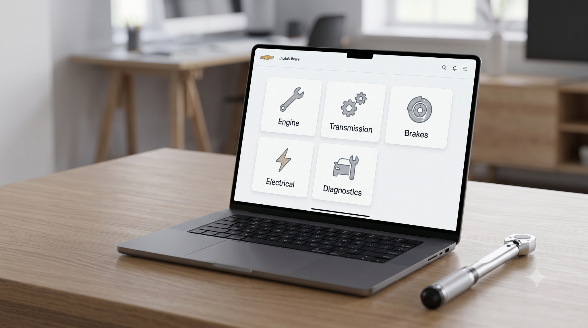 Laptop displaying repair manual section breakdown.